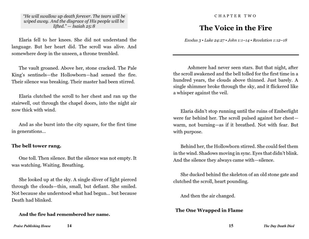 christian fantasy novel - The Day Death Died: The Resurrection Epic - sample page 3
