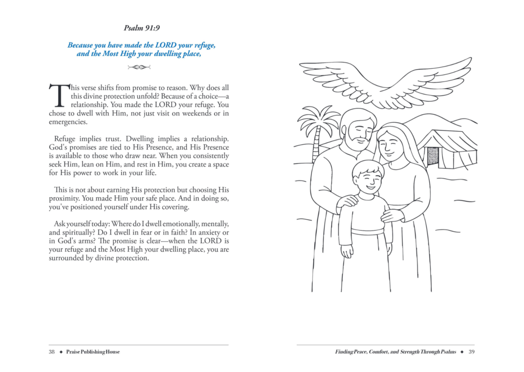 psalms devotional coloring book - Finding Peace, Comfort, and Strength Through Psalms - sample page 3