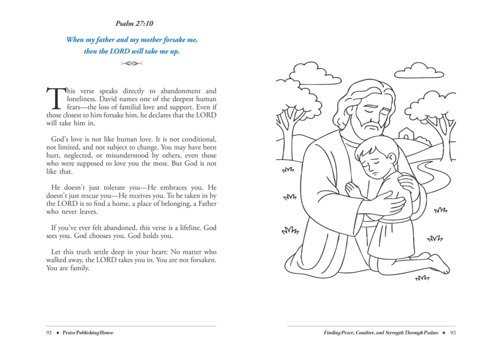 psalms devotional coloring book - Finding Peace, Comfort, and Strength Through Psalms - sample page 4